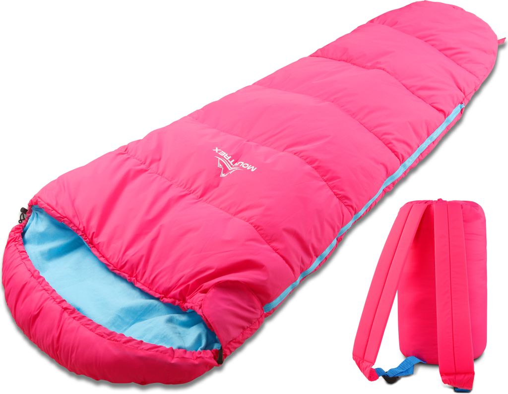 MOUNTREX Kinderschlafsack - Tragbar wie ein Rucksack - Schlafsack für Kinder (175 x 70 x 45 cm) - Outdoor, Reise, Zelten, Camping – Mumienschl...