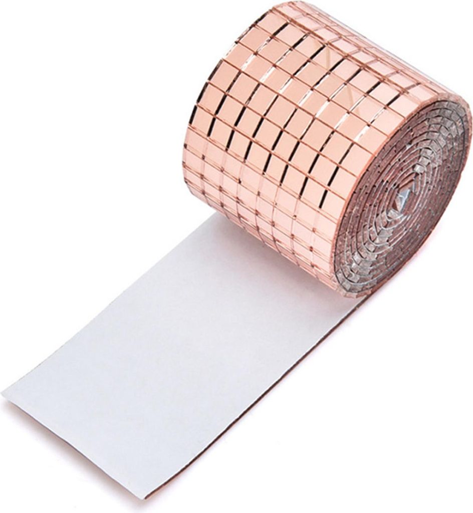 4X100CM 1464 Körner selbstklebende Mosaikfliesen Wandaufkleber Innovative DIY Glasspiegel Aufkleber Heimdekoration KTV Aufkleber Rose Gold