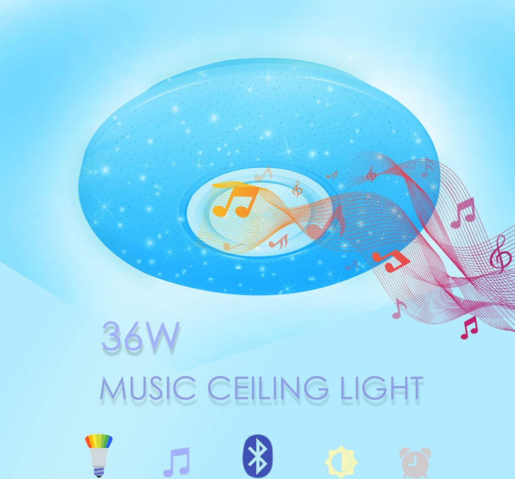Jopassy 36W LED Deckenleuchte mit Sternenhimmel-Effekt, Fernbedienung, Lautsprecher und Bluetooth-Musik