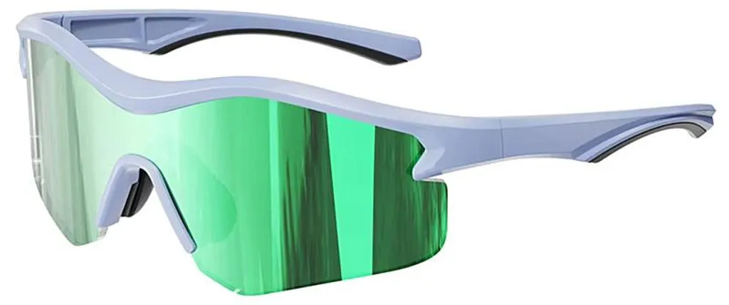 VeyRey Lunettes de soleil sportives Tranzes monture bleu clair et verres verts