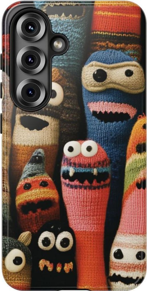 Bunte Strickmonster – Hülle Kompatibel mit Samsung Galaxy S25