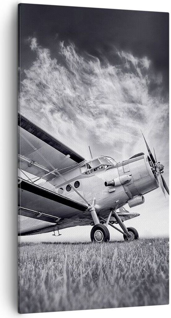 Bild auf Leinwand - Leinwandbild - Einteilig - Flugzeug An-2 Schwarzweiß - 55x100cm - Wand Bild - Wanddeko - Wandbilder - Leinwanddruck - Bilder -...