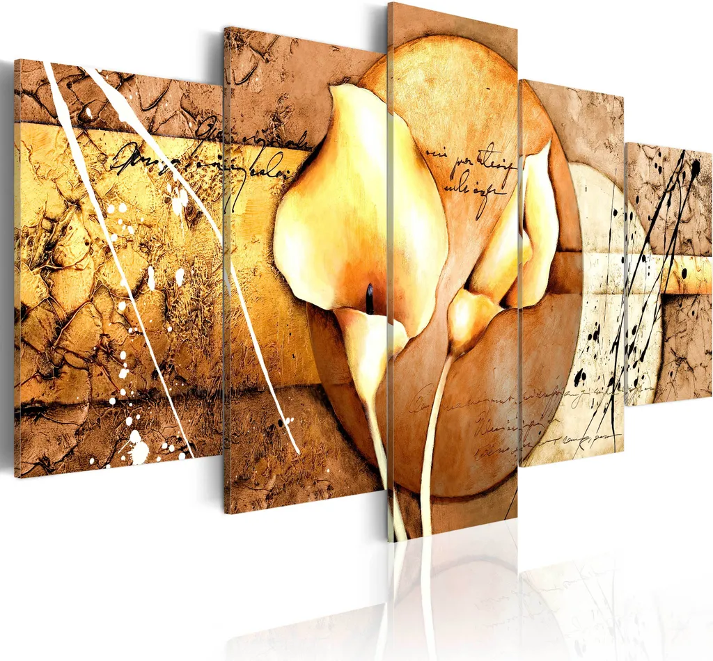 Quadro 5 Pannelli Moderno b-A-0232-b-n - Fiori Astratti 100x50 TNT