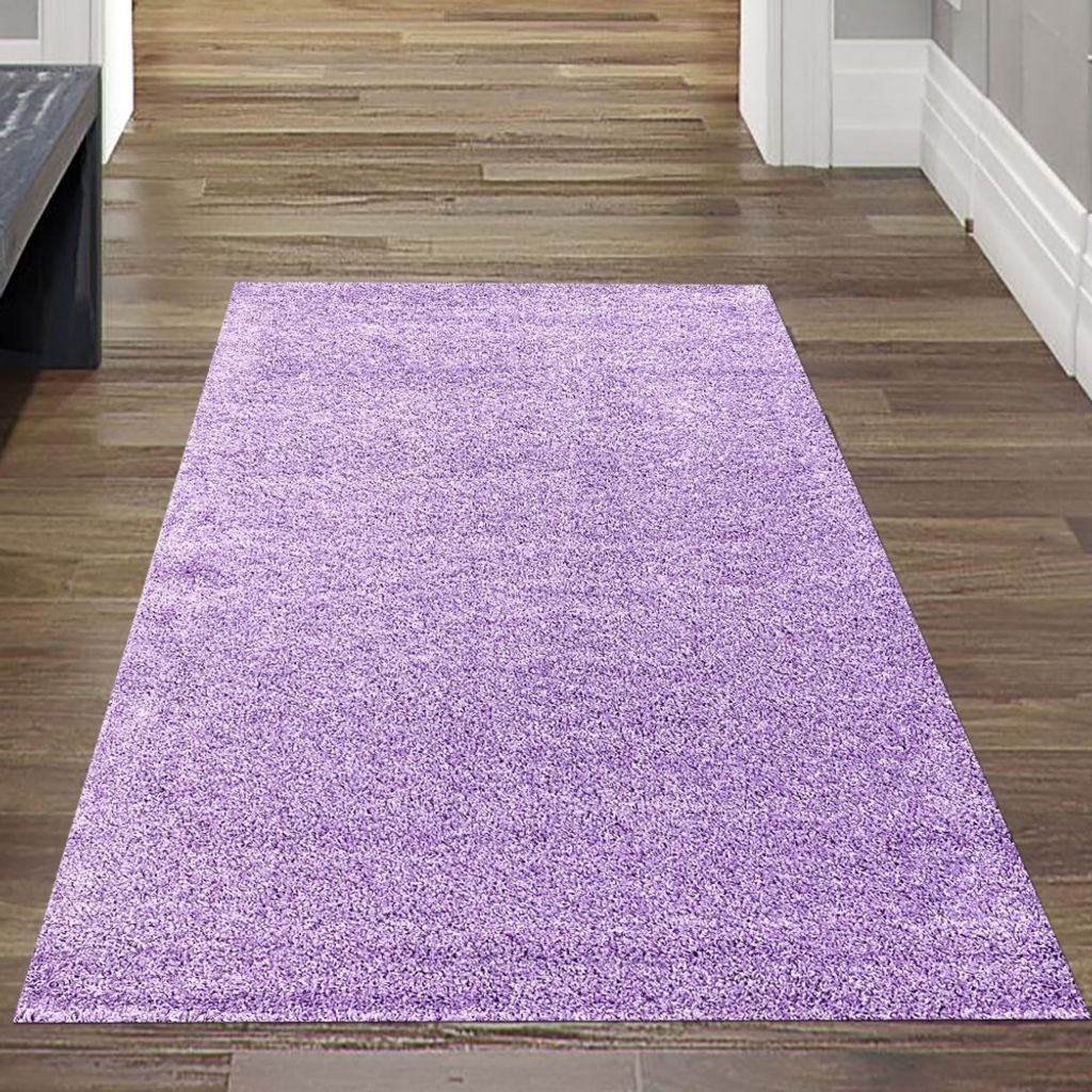 Weicher Shaggy Teppich in Flieder – pflegeleichter Hochflor für moderne Wohnräume Größe - 60 x 110 cm