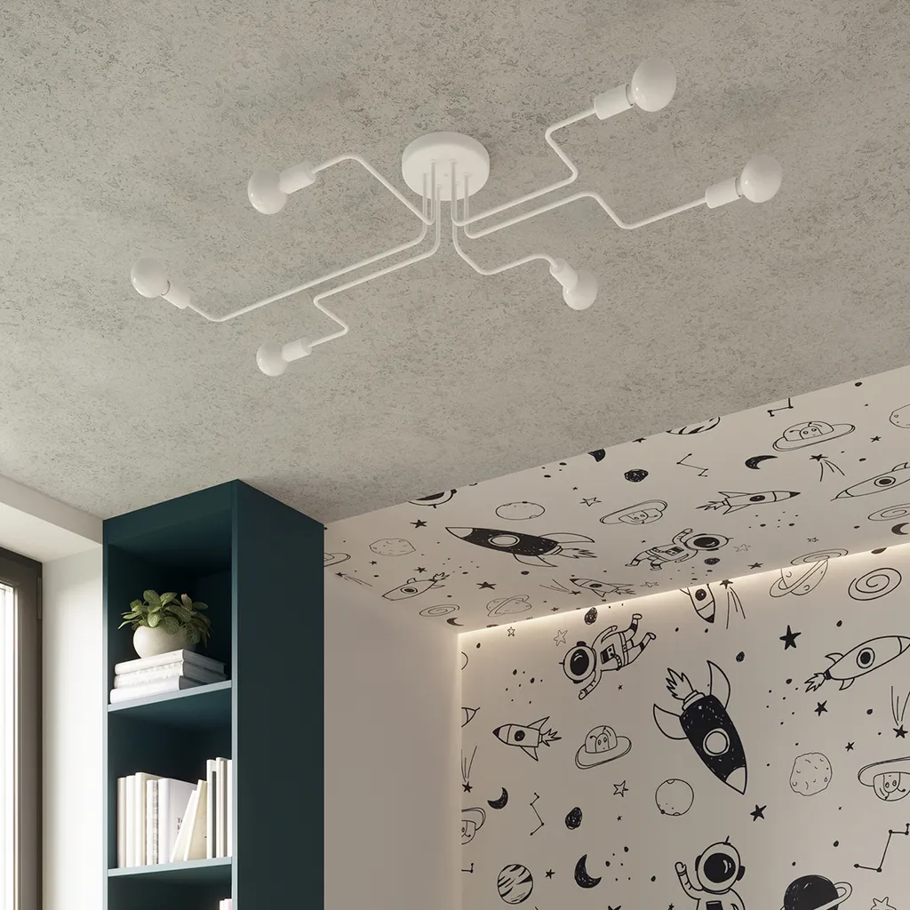 Lustre en acier blanc VECTOR 8 avec 8 douilles E27 Sollux Lighting - 7
