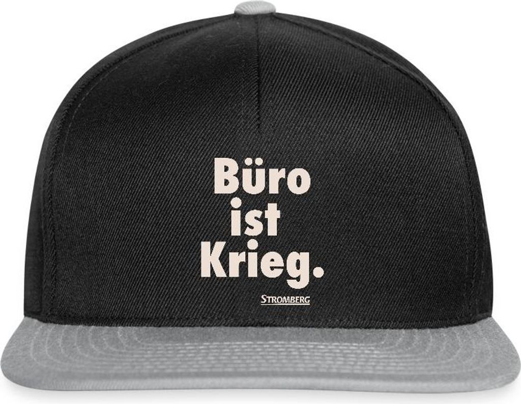 Spreadshirt Stromberg Spruch Büro Ist Krieg Snapback Cap, One size, Schwarz/Grau