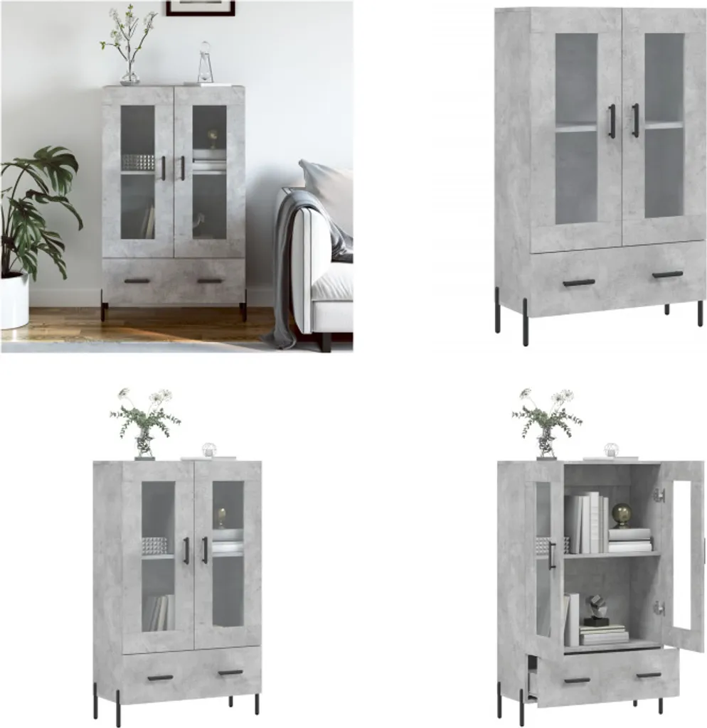 Armadio Credenza Moderno Grigio Cemento 115cm | Design vidaXL