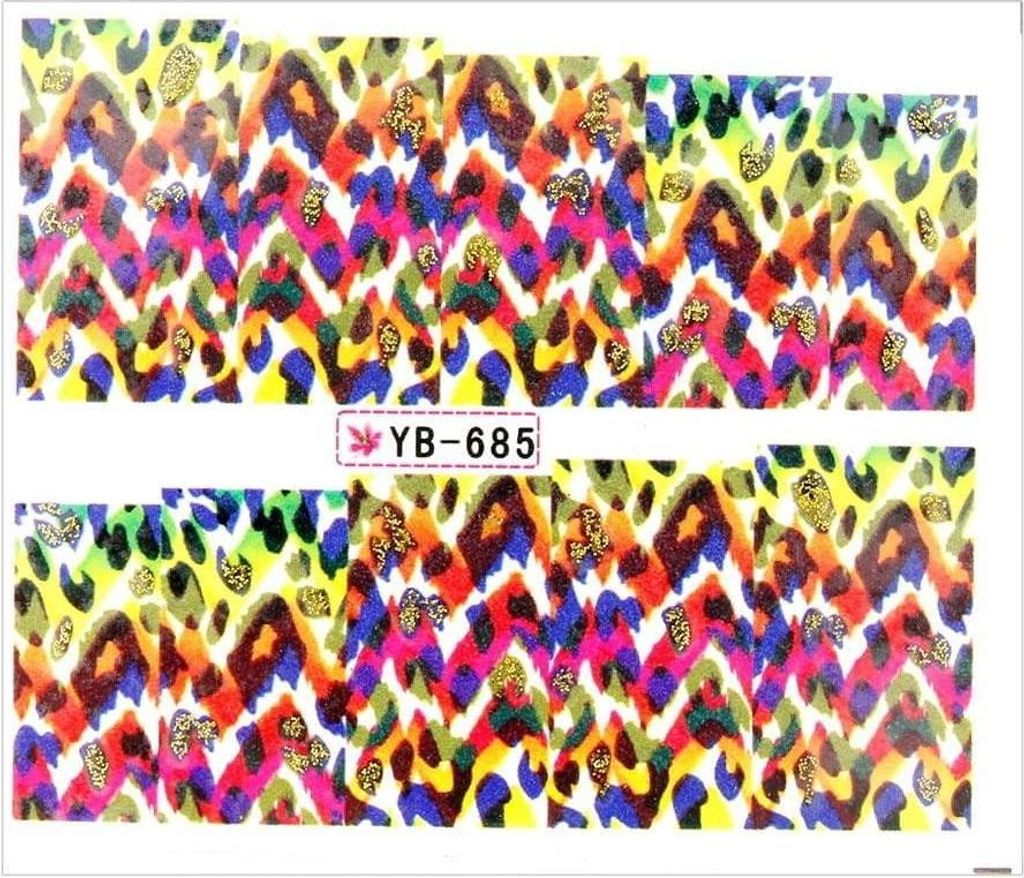 Wasserbasierte Nagelsticker Bogen 6,5 x 5,5 cm für 10 Finger yb Nr. 685