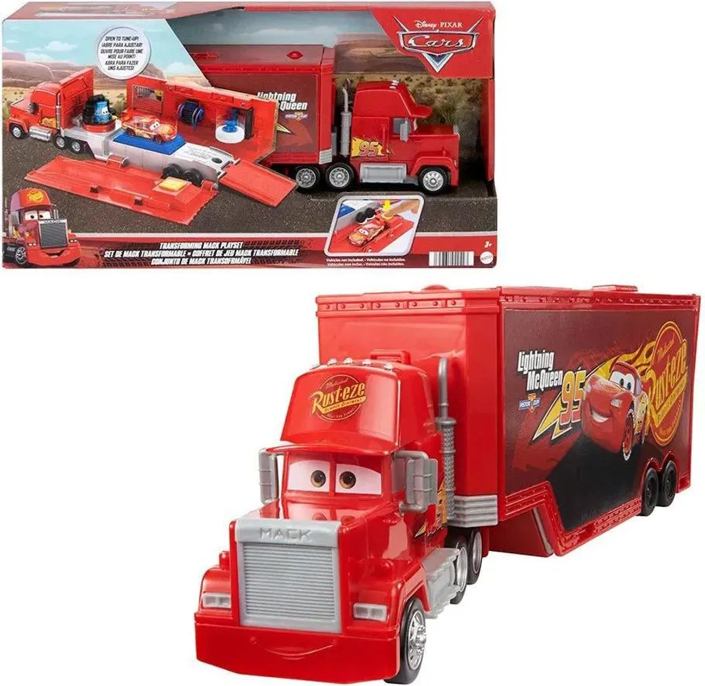 Rangement et Jeu Cars : Camion Mack 2-en-1 avec Station Tuning Intégrée