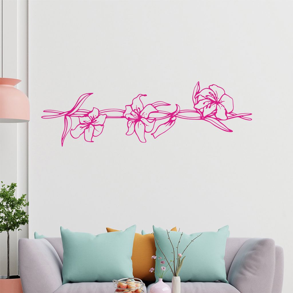 Blumen - Ranken Wandtattoo in 6 Größen - Wandaufkleber Wall Sticker - Dekoration, Küche, Wohnzimmer, Schlafzimmer, Badezimmer