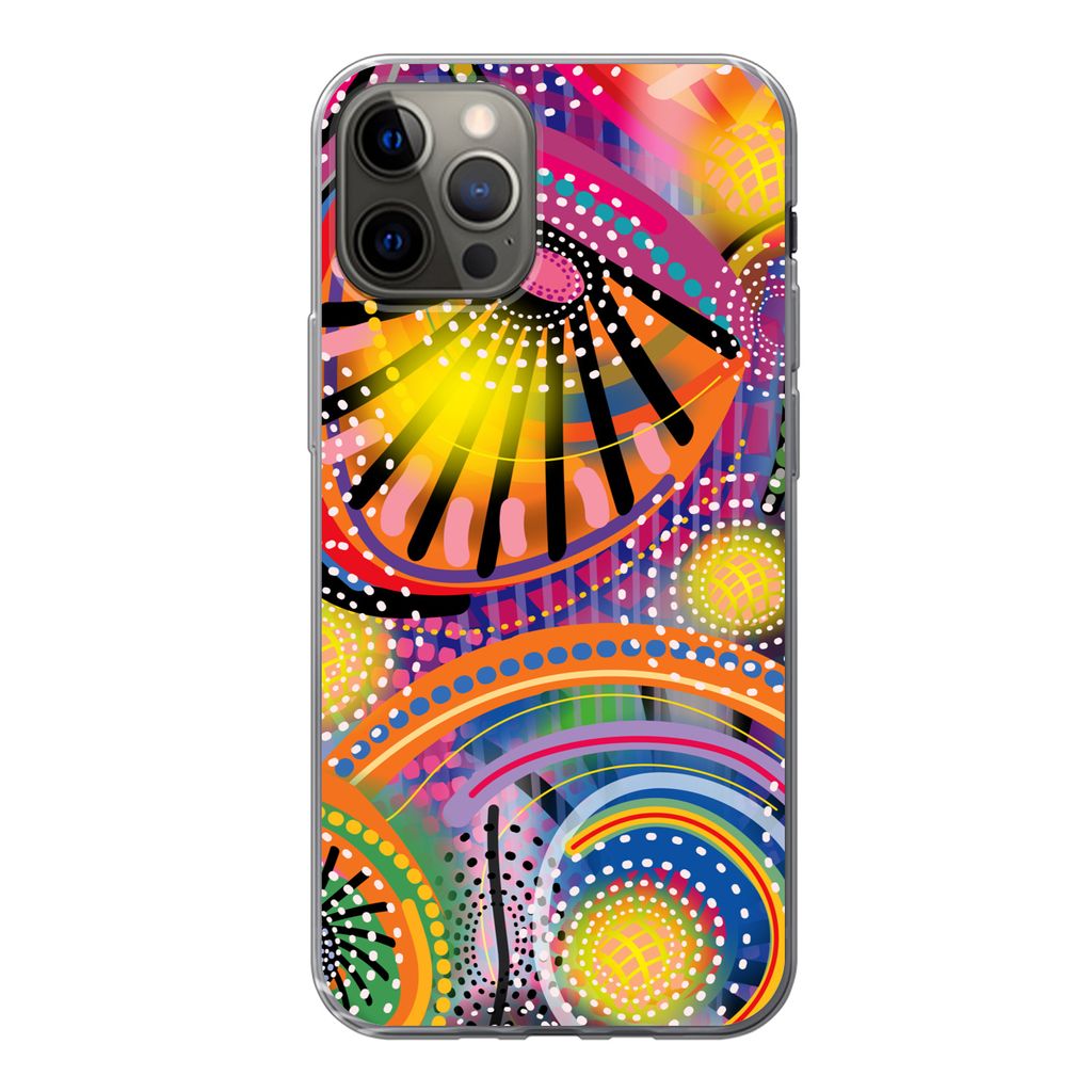 MuchoWow Handyhülle Schutzhülle Hülle für iPhone 12 Pro Formen - Kunst - Muster - Psychedelisch Silikon Softcase Handy Hülle - Abdeckung