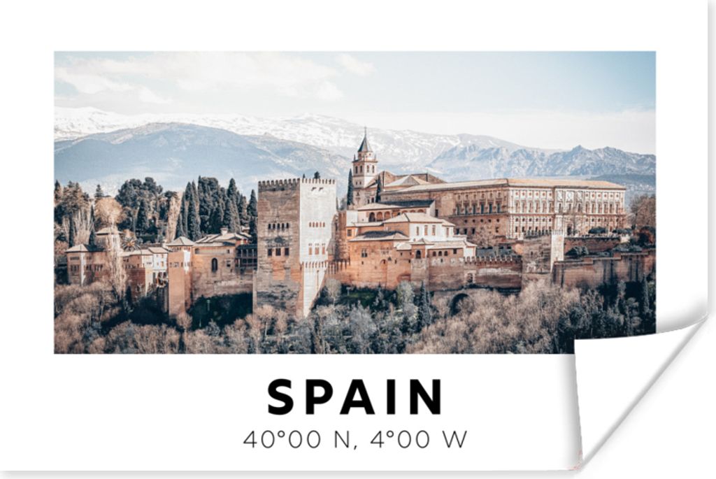 MuchoWow Poster Spanien - Schloss - Vintage - Sommer 30x20 cm - Plakate - Print
