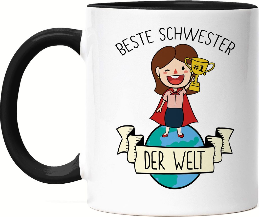 Beste Schwester Der Welt Tasse Schwarz Lieblingsschwester Geschenkidee Geburtstag Bruder Schwester