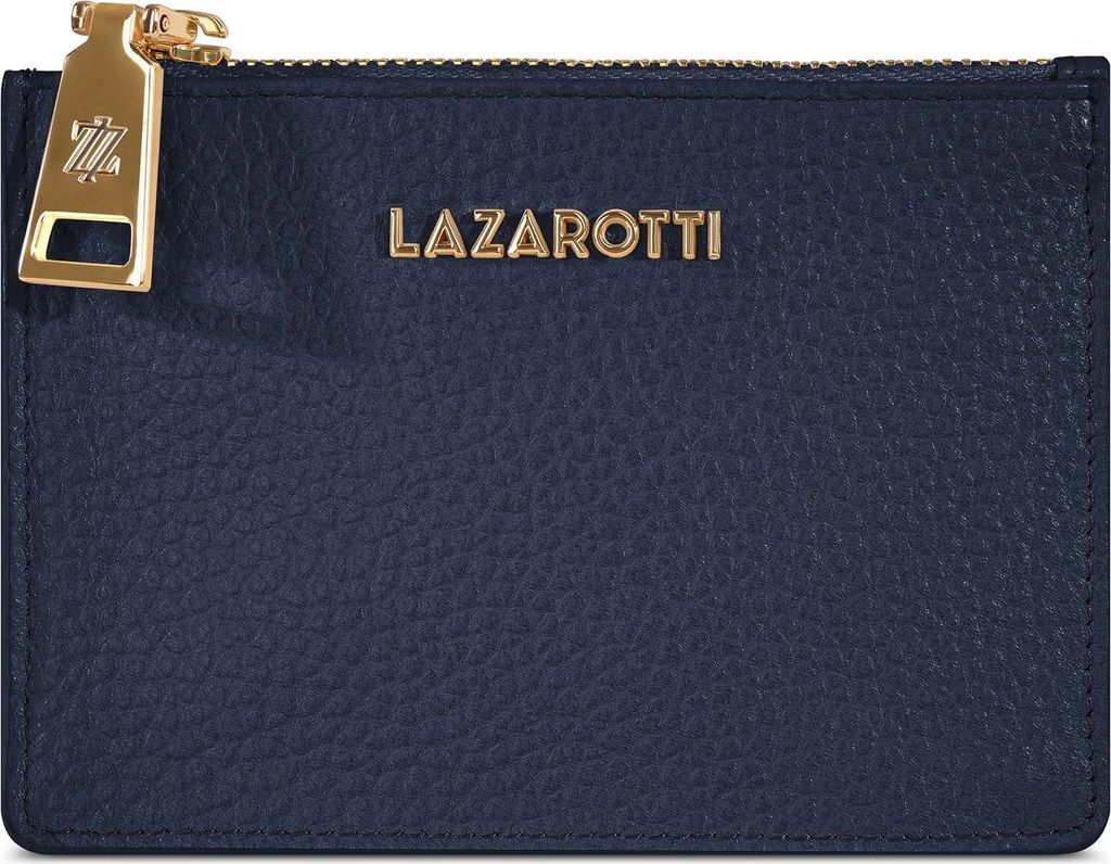 Lazarotti Kartenhalter Bologna Leather Zip Etui 4 Card Slots Navy dunkelblau
