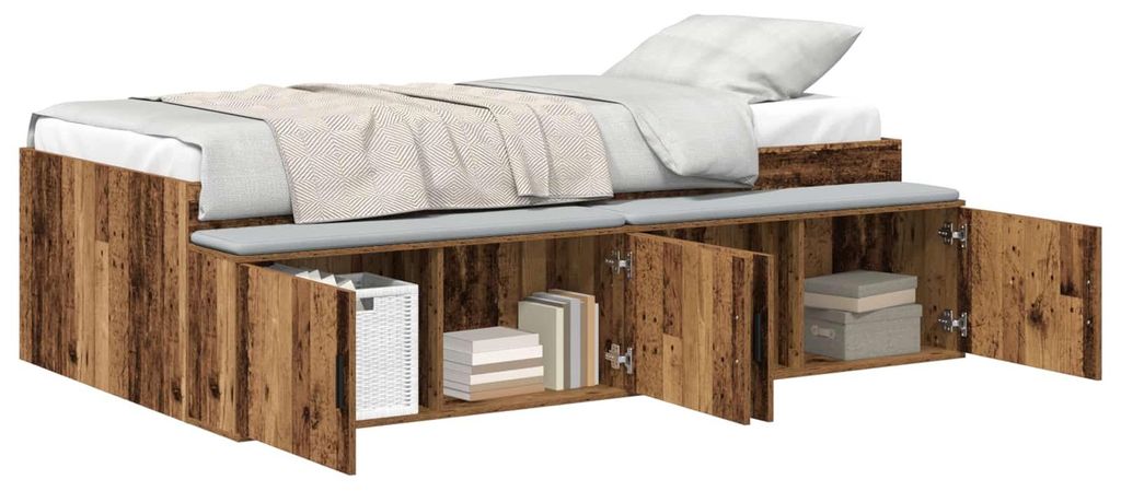 Bettrahmen mit Schubladen Altholz 70 x 190 cm Holzwerkstoff