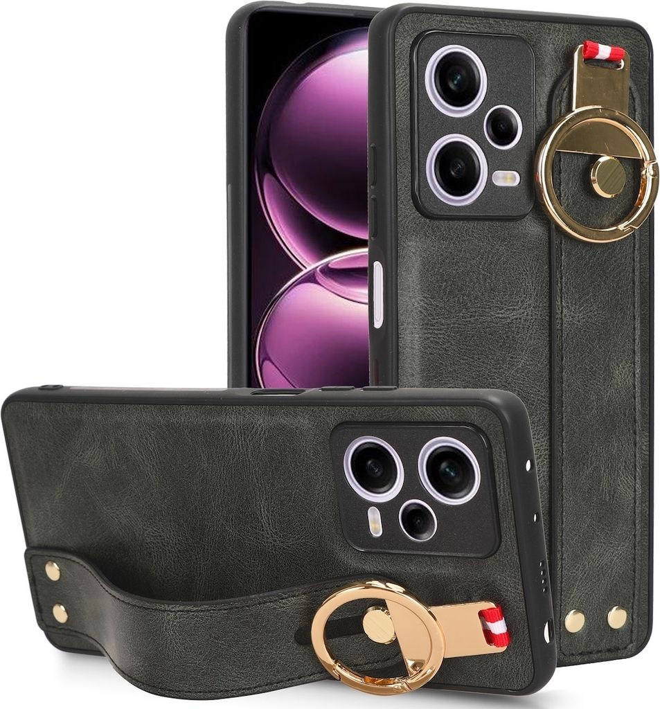Für Xiaomi Redmi Note 12 Pro 5G Handy Tasche mit Armbandhalter und Ringalterung