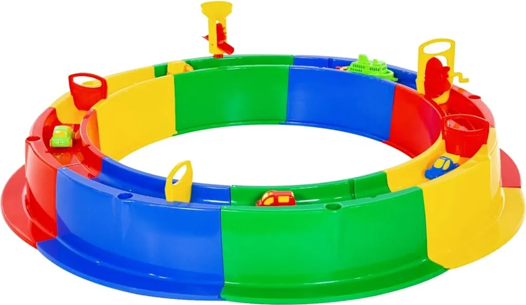 Bac à Sable Enfant avec Circuit d'Eau et Accessoires de Jeux 136 cm