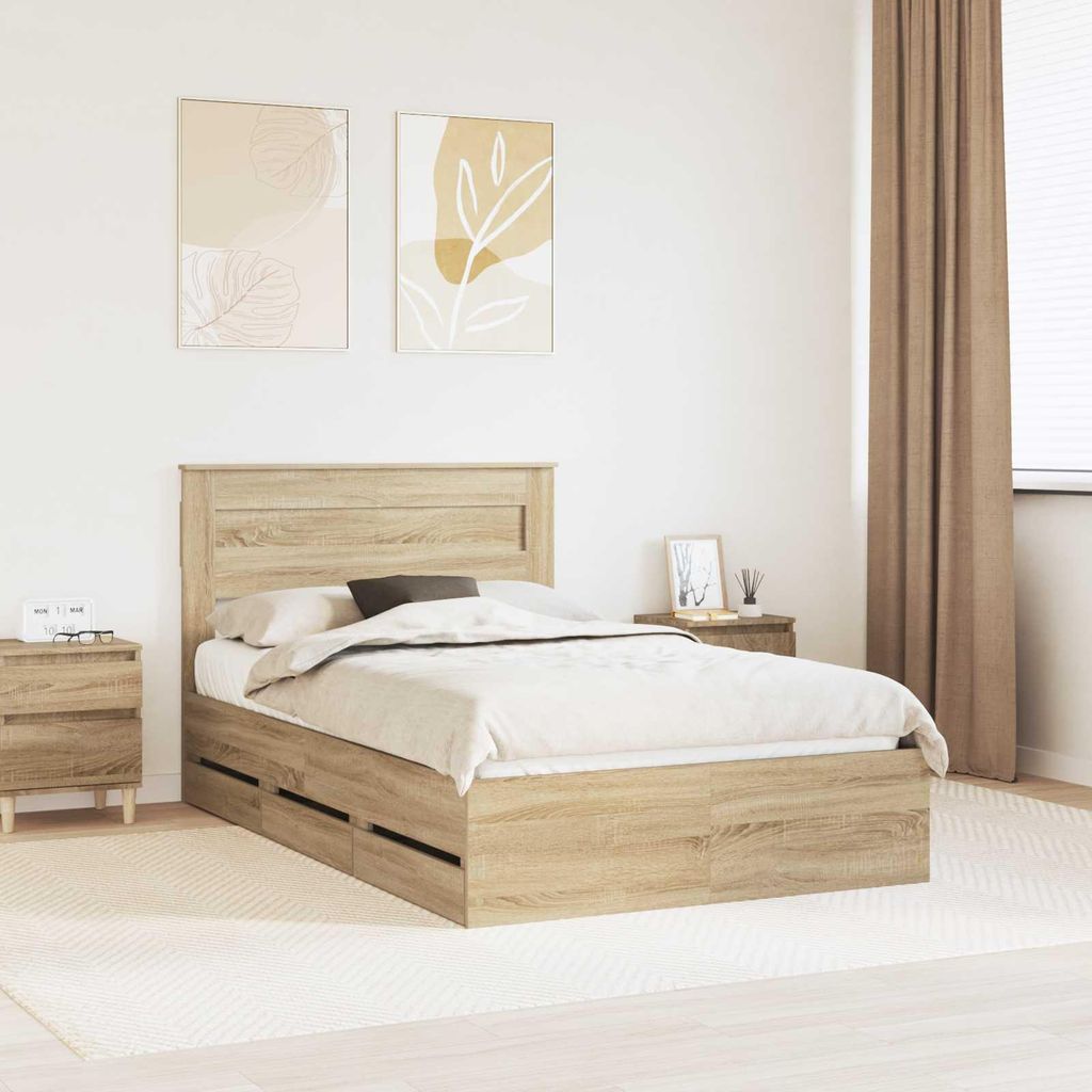 Maison Exclusive - Bettrahmen Sonoma-Eiche 120 x 200 cm Ingenieurs Holz