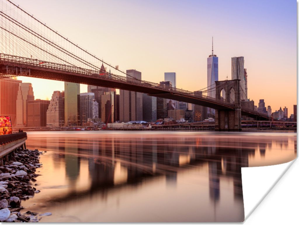 MuchoWow Poster New York - Brücke - Sonne 120x90 cm - Wandbild