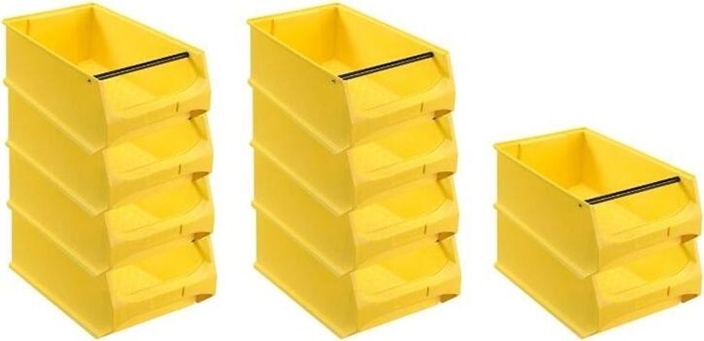 SparSet 10x Gelbe Sichtlagerbox 5.1 mit Griffstange | HxBxT 20x30x50cm | 21,8 Liter | Sichtlagerbehälter, Sichtlagerkasten, Sichtlagerkastensortim...