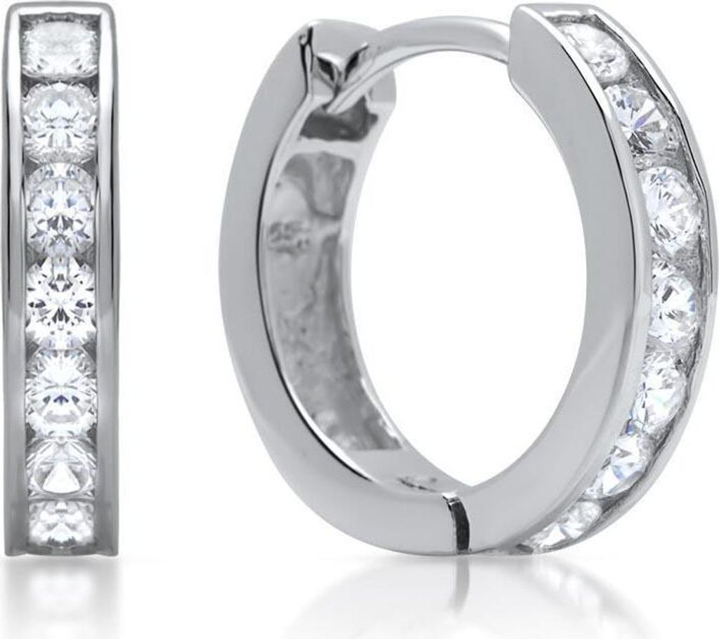 Moderne Silbercreolen mit Zirkonia SE0321