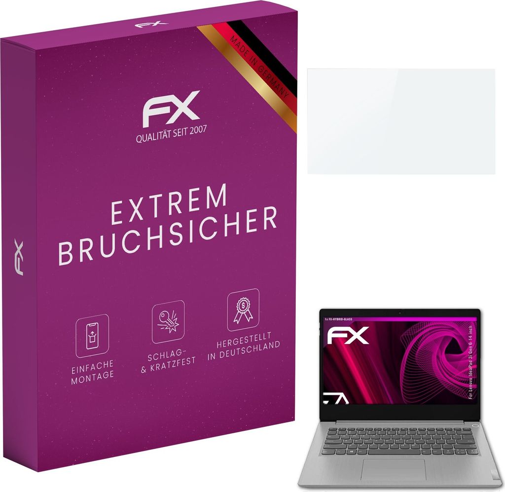 atFoliX FX-Hybrid-Glass Displayfolie kompatibel mit Lenovo Idea Pad 3i Gen 6 (14 inch) Glasfolie