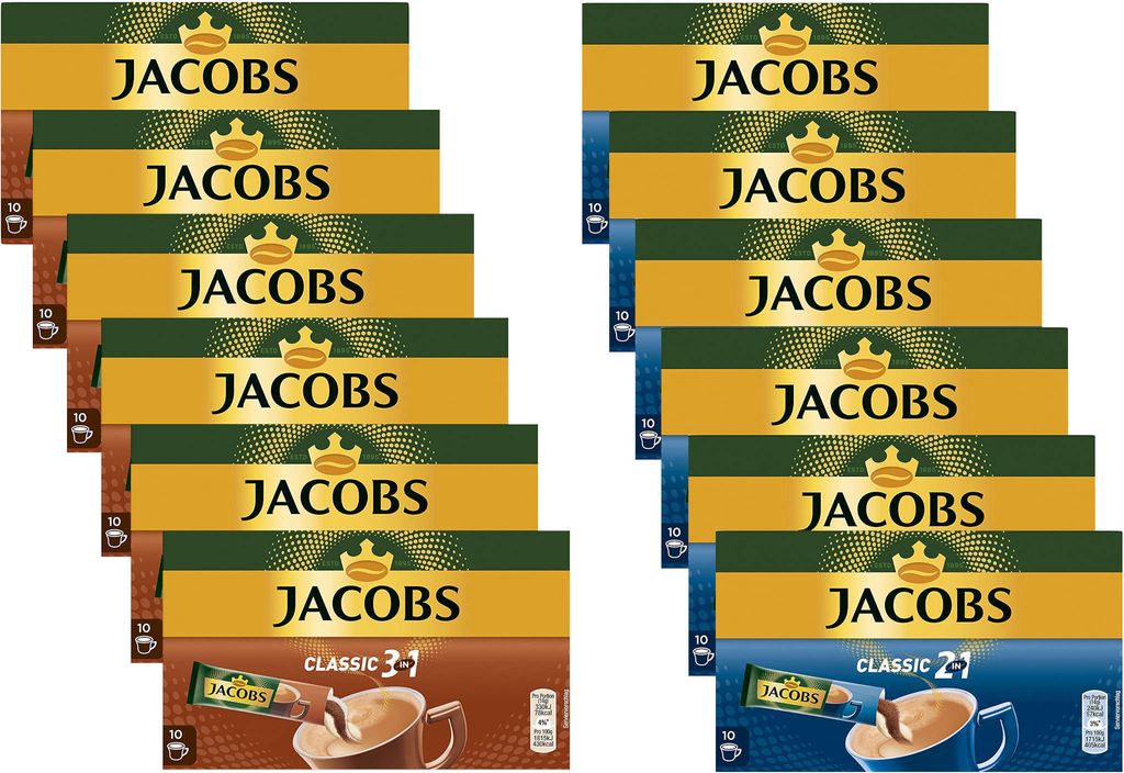 JACOBS Löskaffee 3in1 Classic + 2in1 Classic je 6 x 10 Produktbild 1
