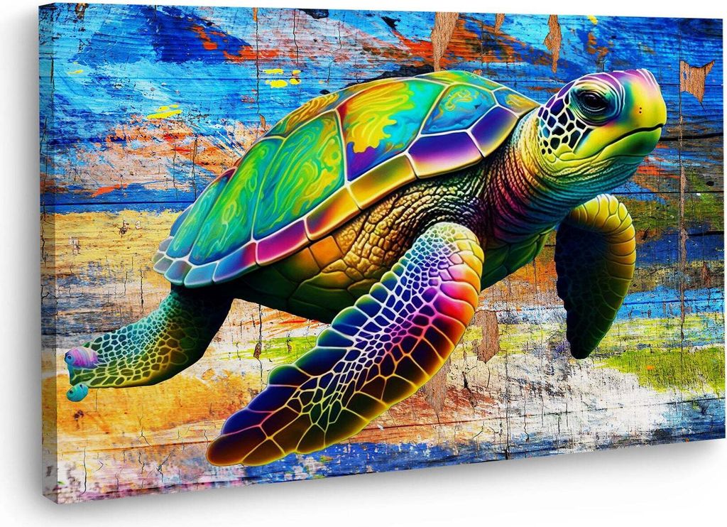 Schildkröte Wandbild Leinwandbild Kunstdruck XL Pop Art: 60x40x2cm
