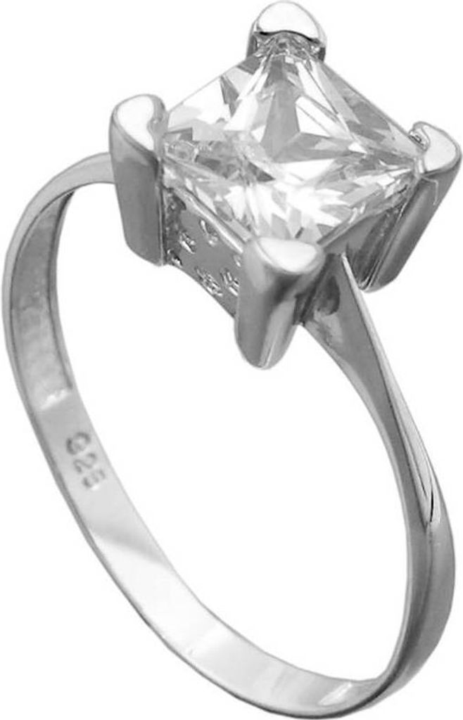 Ring Damenring Solitär mit weißem Zirkonia 925 Silber Innenumfang 62mm Ø19.7mm
