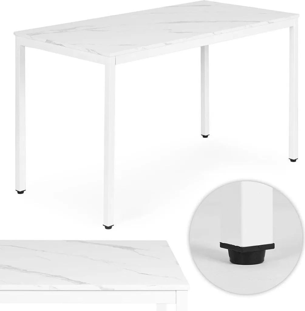 Table design marbre blanc 4-5 places 120x60cm robuste et élégante