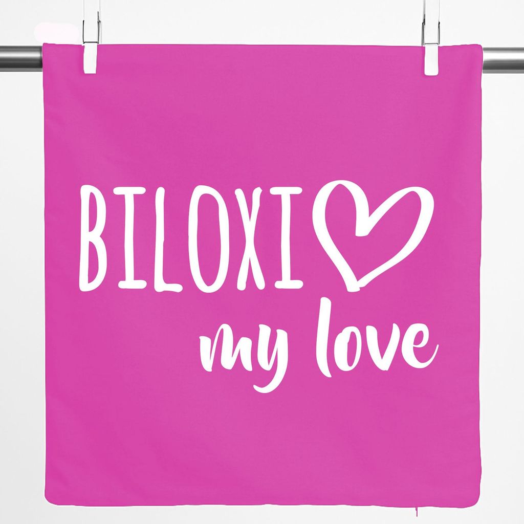 Huuraa Kissenbezug Biloxi my love 40x40cm Fuchsia Baumwolle Dekokissenbezug Geschenkidee