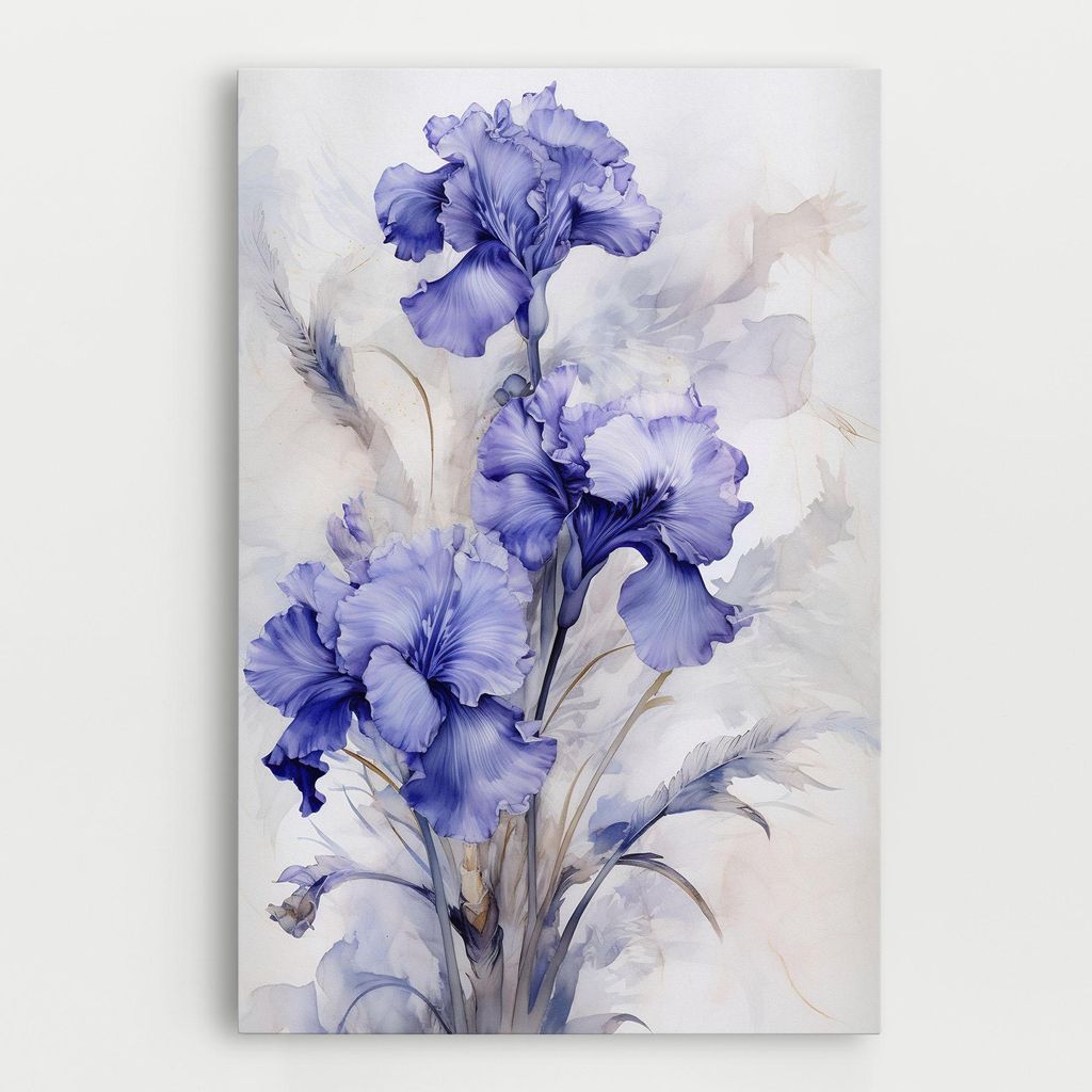 ARTHUB Leinwandbild 70x100 cm, Purple Iris Painting | Wohnzimmerdekoration, Hängende Bilder, Wanddekoration, Heimdekoration, Blumen, Iris