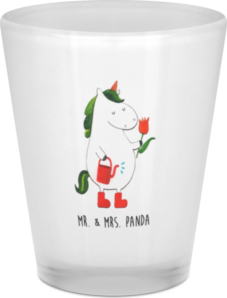 Mr. & Mrs. Panda Schnapsglas Einhorn Gärtner - Transparent - Geschenk, Digestifglas, Unicorn, Shot Glas, Einhörner, Pinnchen, Stiefel, Shotglas, ...