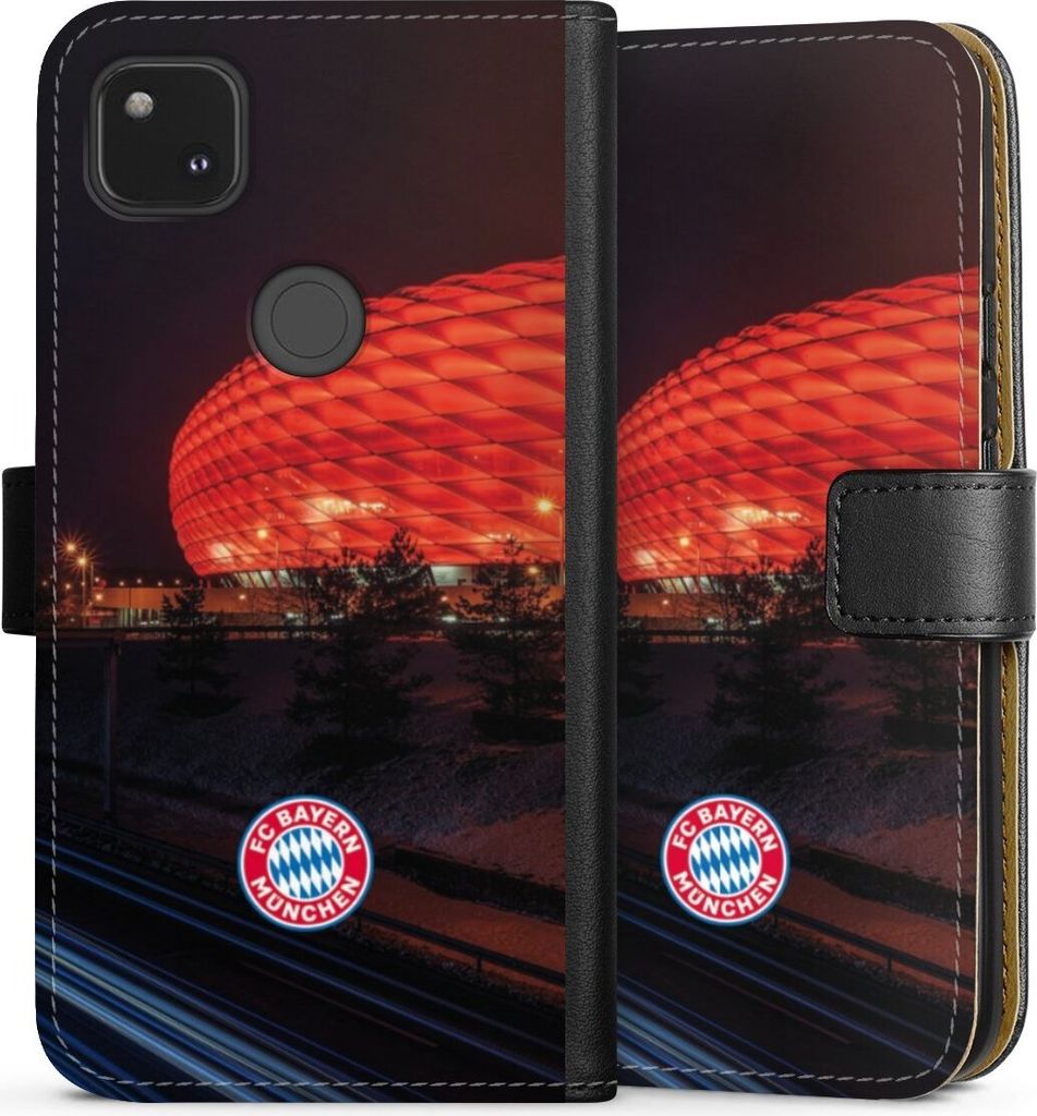 DeinDesign Klapphülle für Google Pixel 4a Handytasche Lederhülle Tasche FC Bayern München FCB Stadion