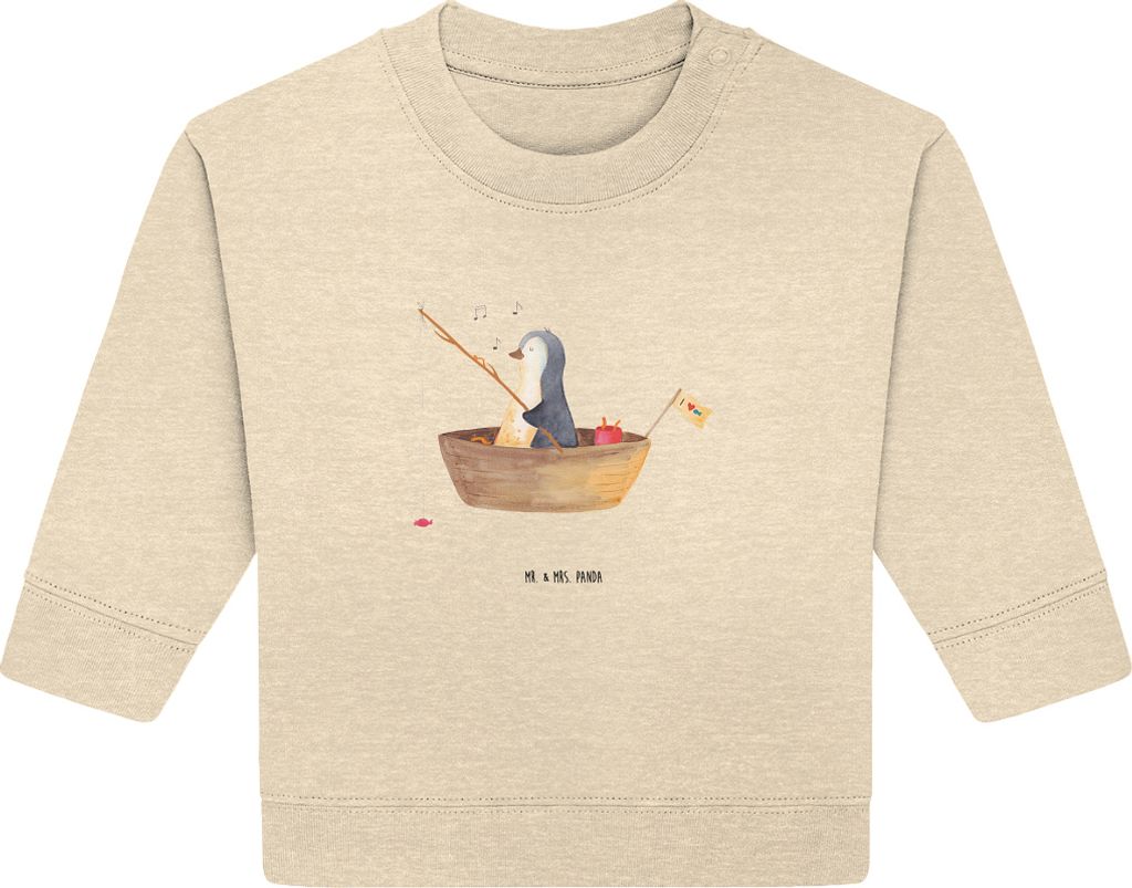Mr. & Mrs. Panda Organic Baby Pullover Pinguin Angelboot 24. - 36. Monat - Natural Raw - Geschenk, Bullover, Boot, Optimistisch, Trennung, Angeln, ...