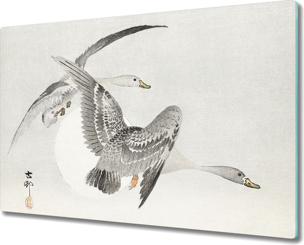 Coloray Hackbrett Herdabdeckplatte 80x52 cm Küchenbrett Kochplattenabdeckung Schneidebrett - Tiere Vögel Gänse Himmel