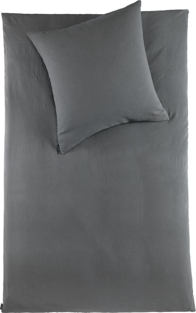 Hochwertige Musselin Bettwäsche Baumwolle 135x200 80x80cm Dunkelgrau: 4 tlg.