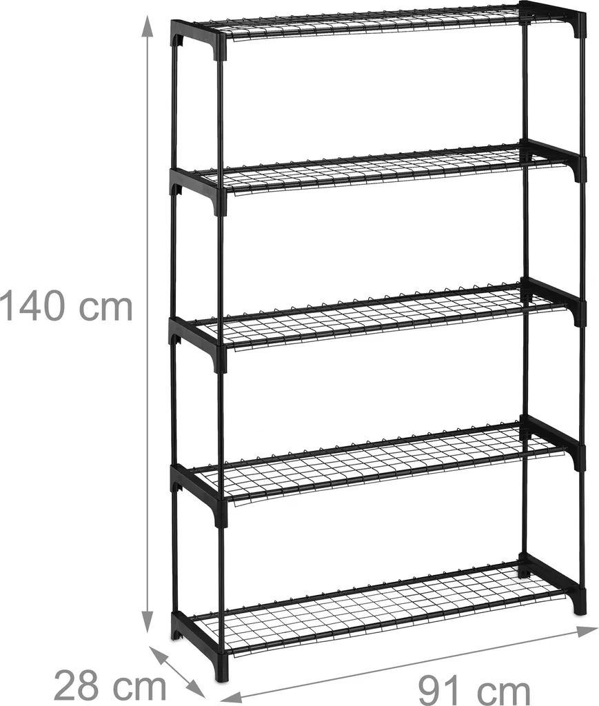 Étagère à fleurs noire Relaxdays 5 niveaux en métal 112 cm - Déco jardin