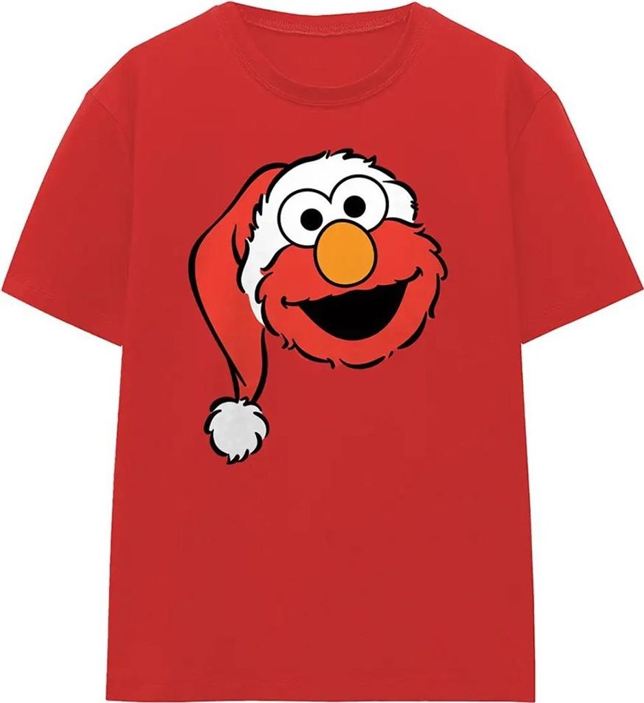 Sesame Street - T-Shirt für Herren/Damen Uni, meliert, weihnachtliches Design TV26653 (XXL) (Rot)