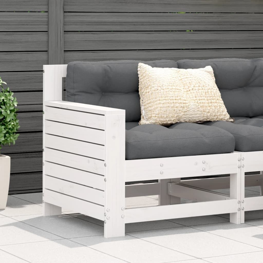 Design Gartensofa mit Armlehne Weiß 69x62x70,5 cm Massivholz Kiefer, Gartensofas 2024 Neu