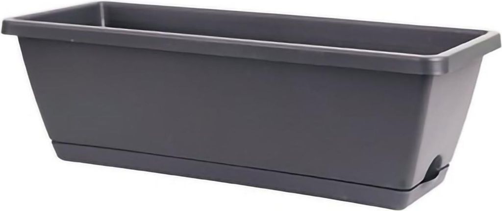 Rechteckige Pflanzerbox Plastikblume und Gemse Pflanzt?pfe Pflanzenbeh?lter fr Balkon Home Dunkelgrau 43x19cm/16.7x7,5in