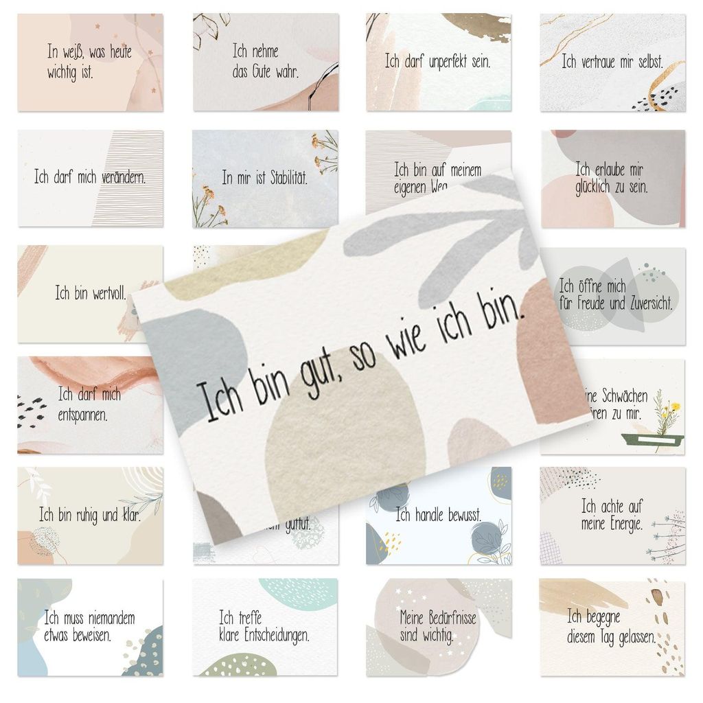 24 Affirmationskarten für Erwachsene – Achtsamkeit im Boho-Design