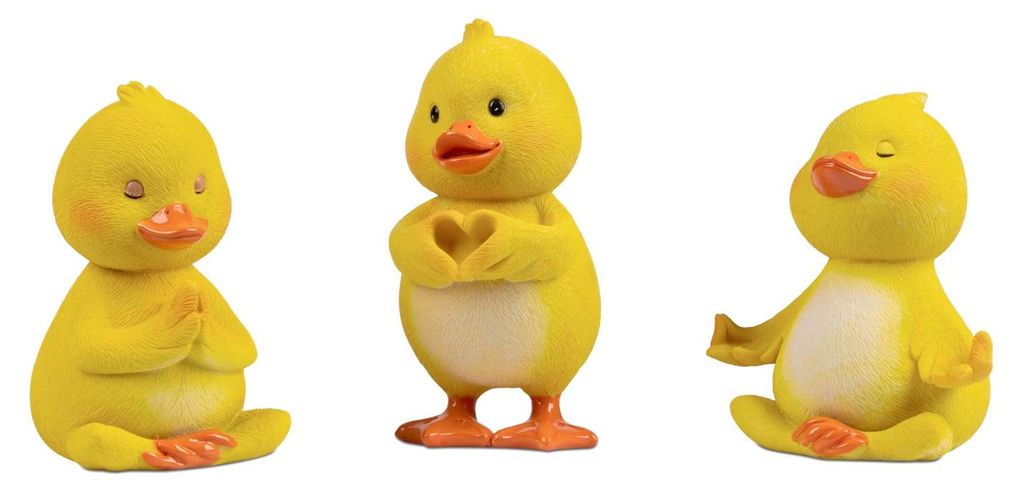 3er Set Dekofiguren Lustige Yoga Küken gelb H. 11cm Produktbild 