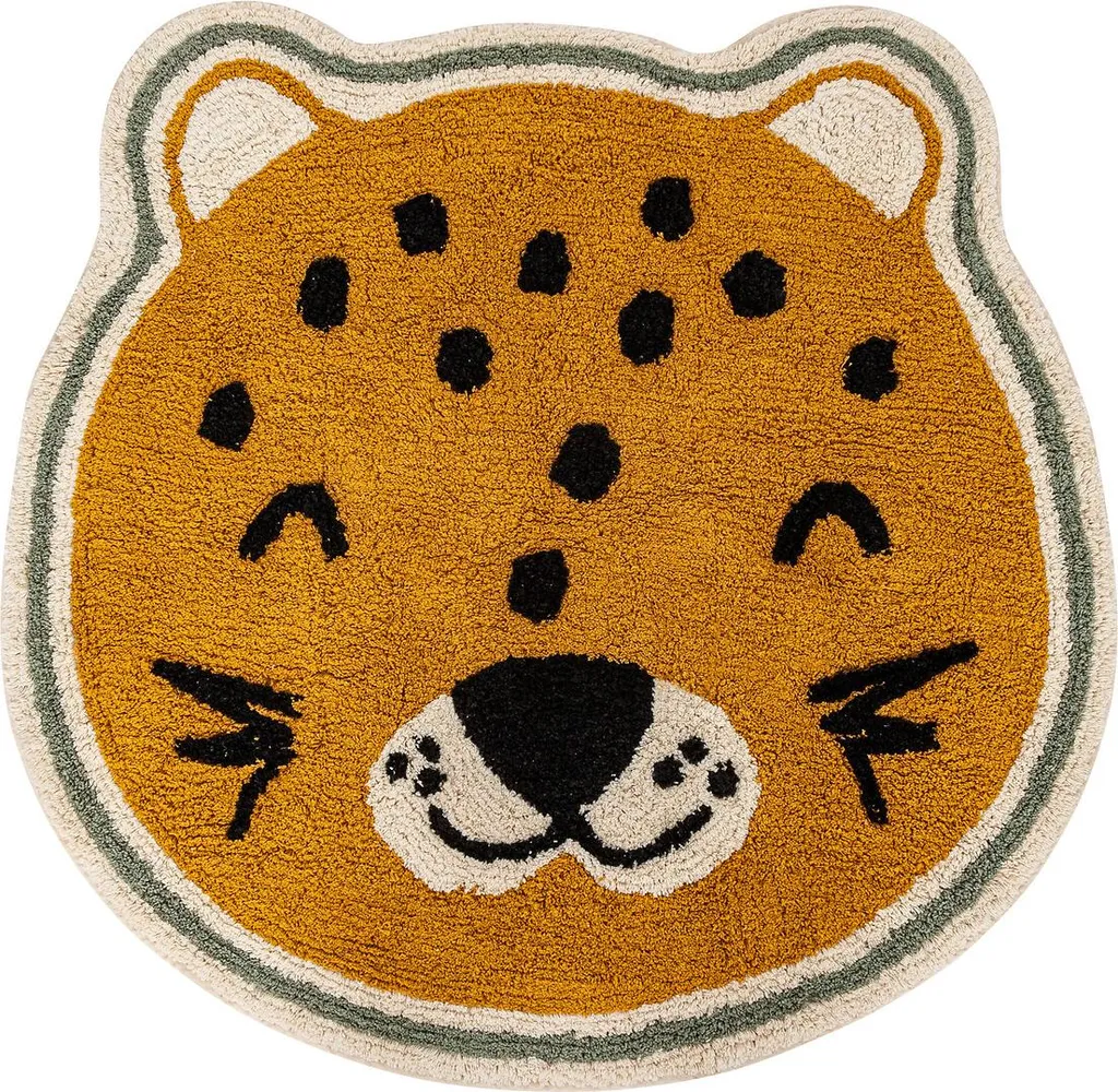 Tapis pour coin lecture enfant Léopard rond Ø 90 cm doux et soyeux