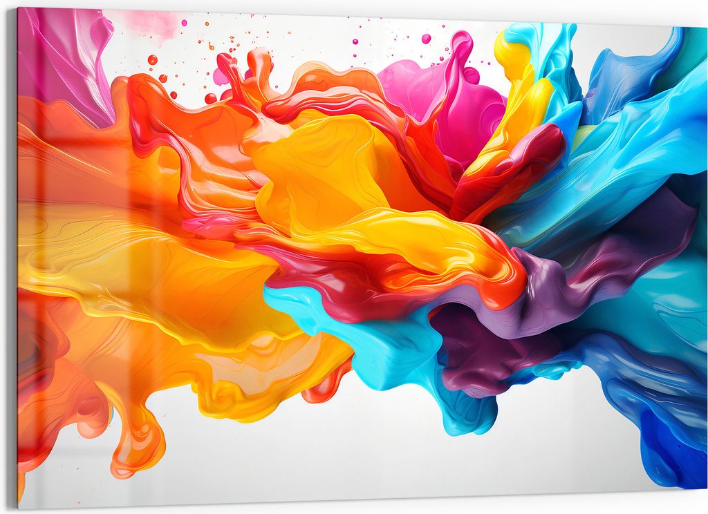 DEQORI Glasbild Echtglas 90x60 cm 'Wellen der Vitalität' Wandbild Bild modern Deko