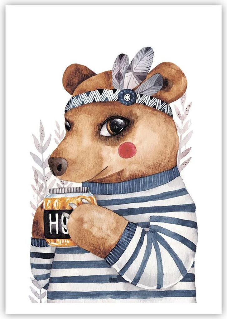 Poster - Poster ohne Rahmen - Anthropomorphisierung Bär Kinder - 70x100 cm - Wand Bild - Wanddeko - Wandbilder - Kunstposter - Wandposter - Bilder...