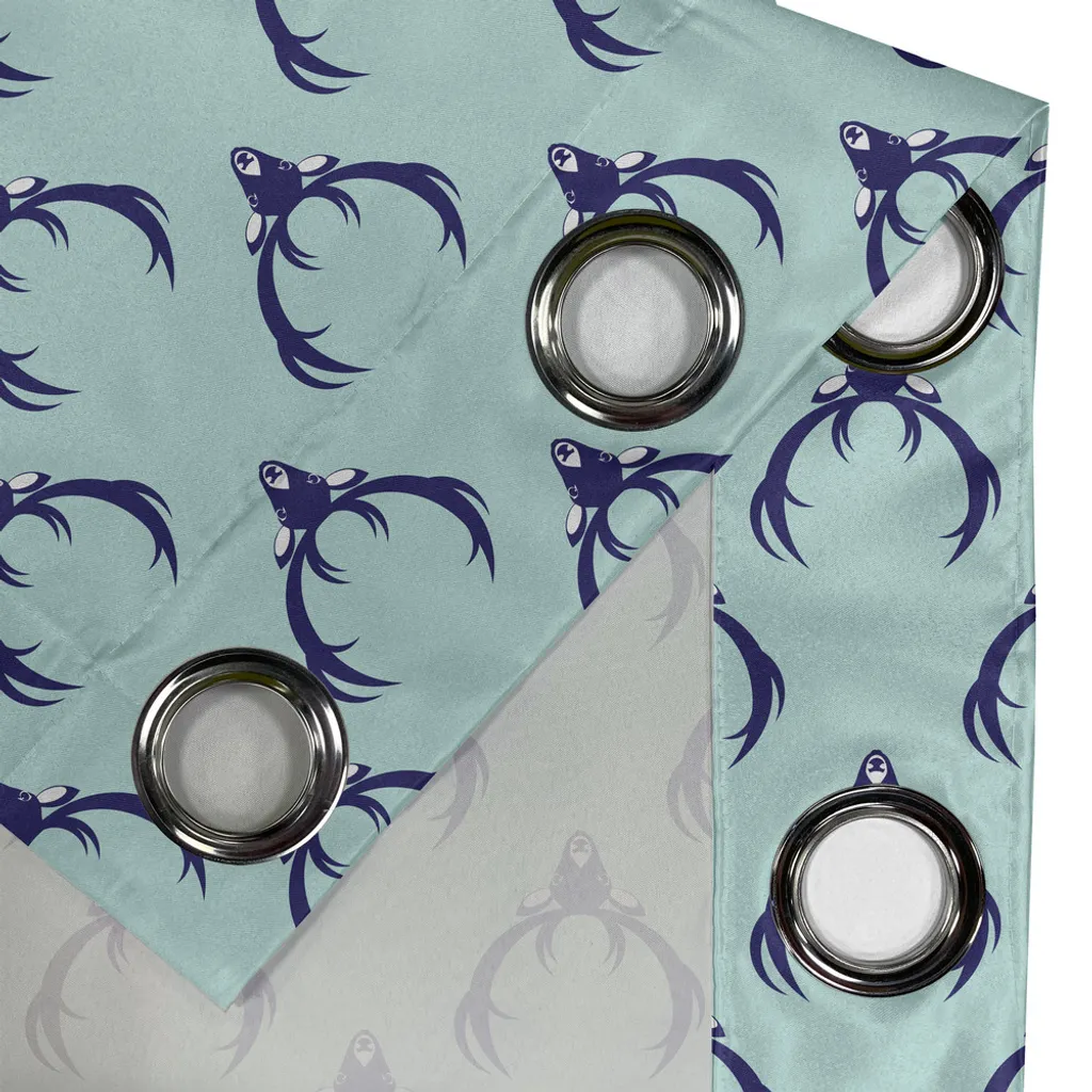 ABAKUHAUS Tenda con occhielli Hirsch, teste di animali della giungla con motivi animali astratti con corna Hipster-animali selvatici, tende decorative a 2 pannelli, 280 cm x 245 cm, Pale Seafoam blu marino - 2