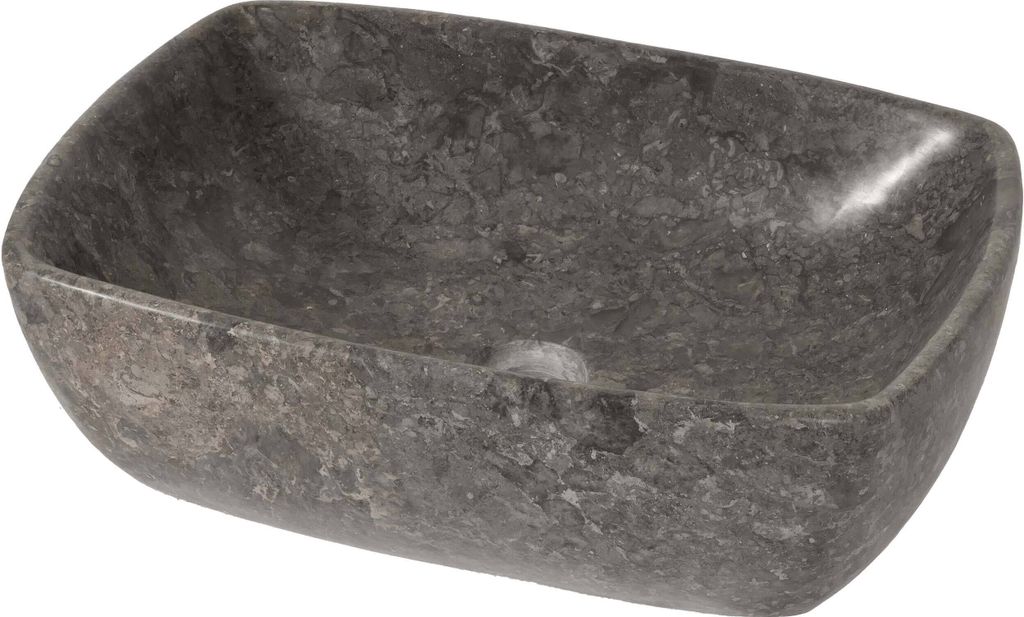 Marmor-Waschbecken MCW-M77, Aufsatzwaschbecken Waschtisch Waschplatz Waschschale Badezimmer, Naturstein 15x51x36cm, grau