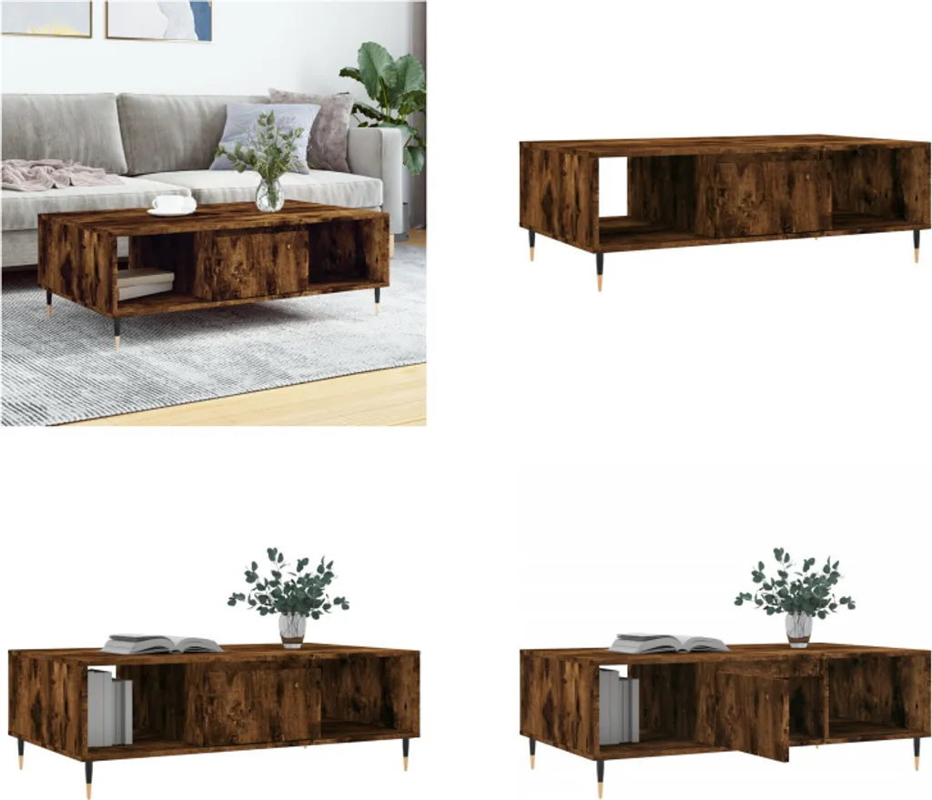 Tavolino da Salotto Rovere Fumo vidaXL 104x60x35 cm - Stile Industrial