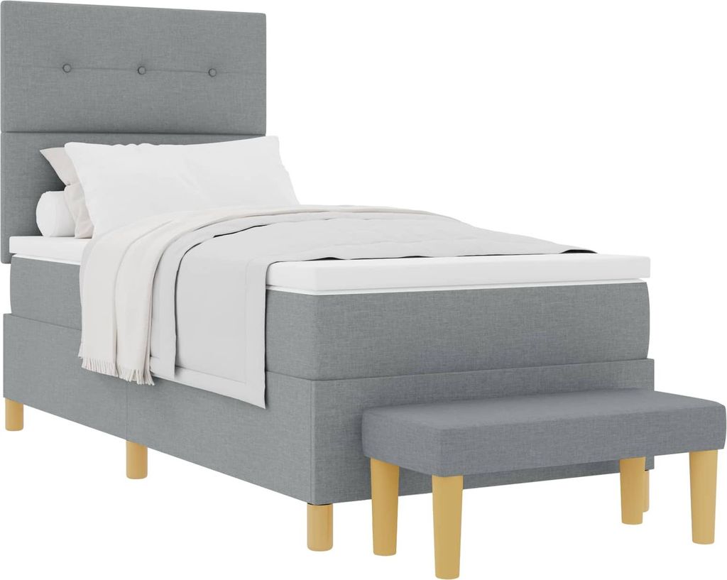 Boxspringbett mit Matratze Hellgrau 90 x 200 cm Stoff